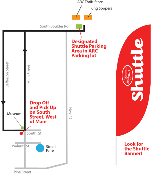 Map of Shuttle route and banner